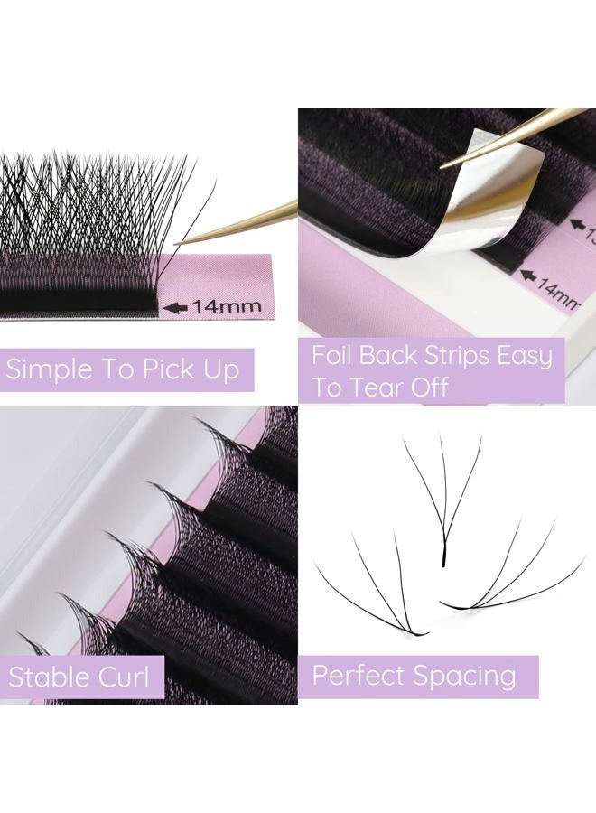 EMEDA W Lash Extensions D Curl .07mm 8-14mm Mix Tray Premade Volume 3D Fans Eyelash Extension .07 Mix W Type Wispies Soft Eye Lashes Supplies by EMEDA （0.07 D 8-14mm） - Image 3