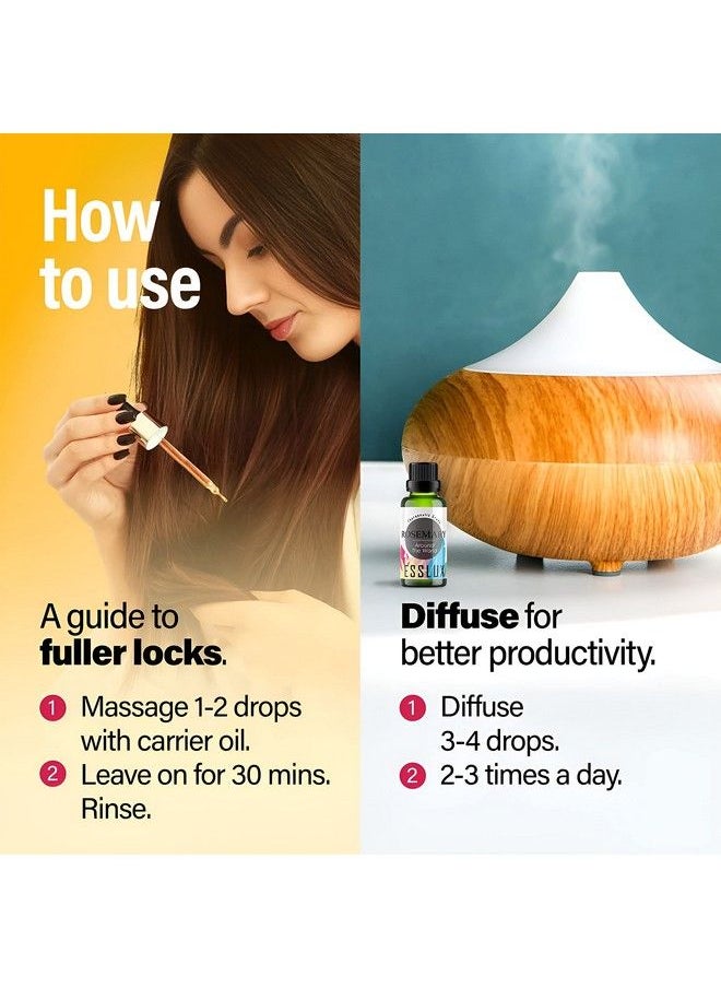 ESSLUX Pure Rosemary Oil For Hair Growth & Dry Scalp 100% Therapeutic Grade Undiluted Rosemary Essential Oils For Skin Diffuser & Aromatherapy Rosemary Hair Oil For Hair Growth 10 Ml  - Image 4