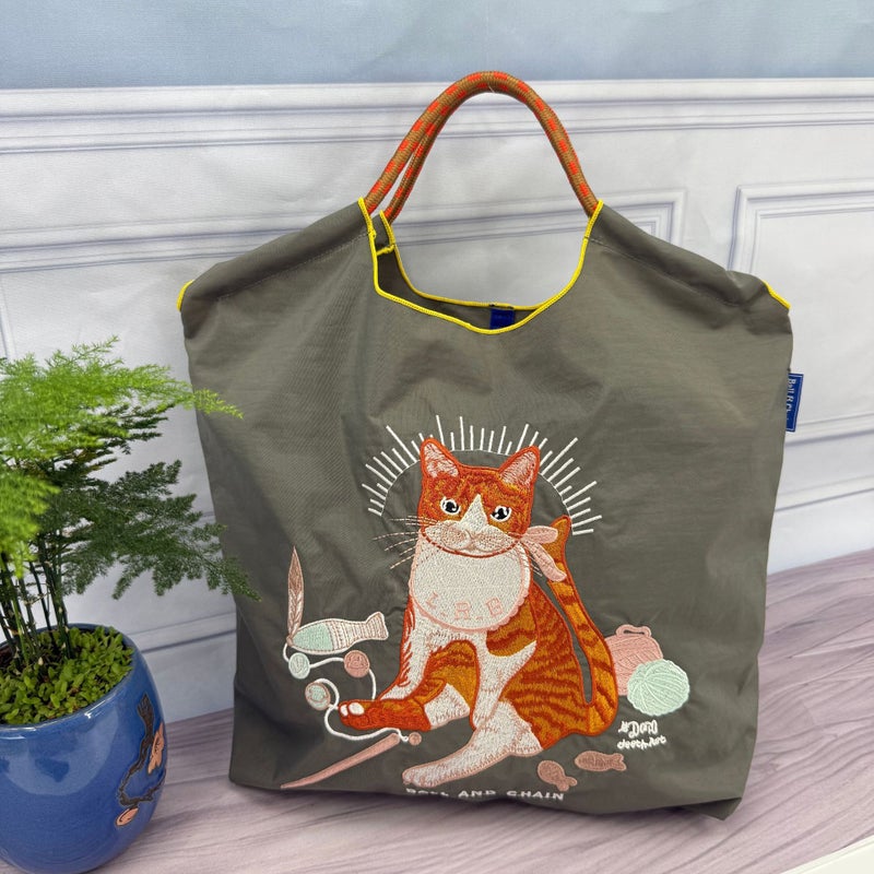 Ball Chain Japanese High Quality Eco-Friendly Shopping Bag Embroidered Hand Canvas Bag Nylon Shopping Bag - Image 1