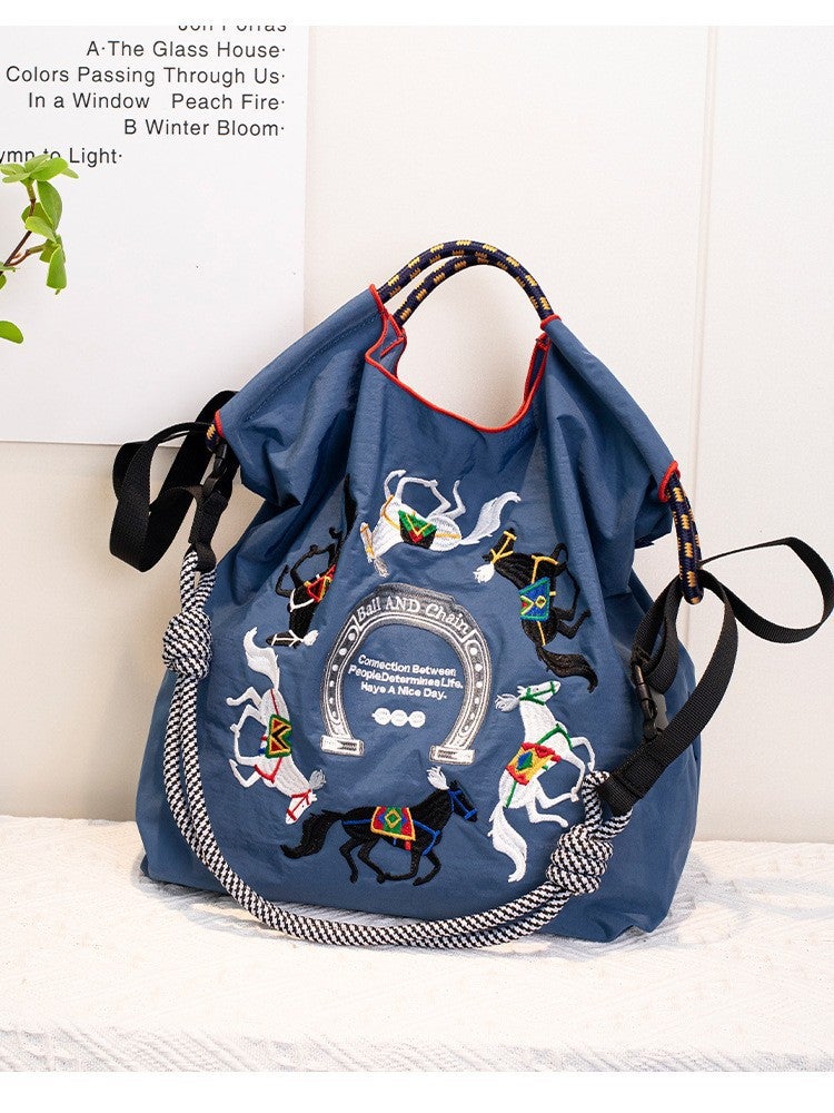 Ball Chain Japanese High Quality Eco-Friendly Shopping Bag Embroidered Hand Canvas Bag Nylon Shopping Bag - Image 3