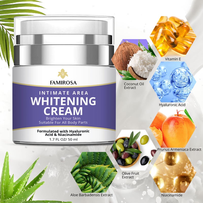 Famirosa فاميروزا مصحح البقع الداكنة في المناطق الحساسة: كريم تحت الإبط، للركب، المرفقين، الفخذين الداخليين، الأجزاء الخاصة - كريم للبشرة الحساسة 50 مل - Image 4