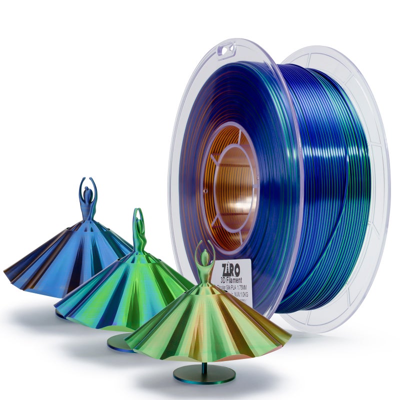 ZIRO GOLDEN OASIS Tri-color Silk PLA Filament 1.75mm 1kg/2.2lb Spool, - Image 1