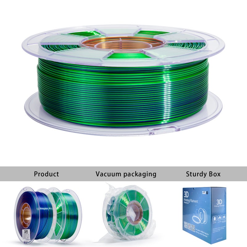 ZIRO GOLDEN OASIS Tri-color Silk PLA Filament 1.75mm 1kg/2.2lb Spool, - Image 5