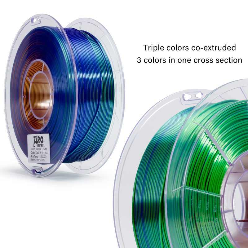 ZIRO GOLDEN OASIS Tri-color Silk PLA Filament 1.75mm 1kg/2.2lb Spool, - Image 4