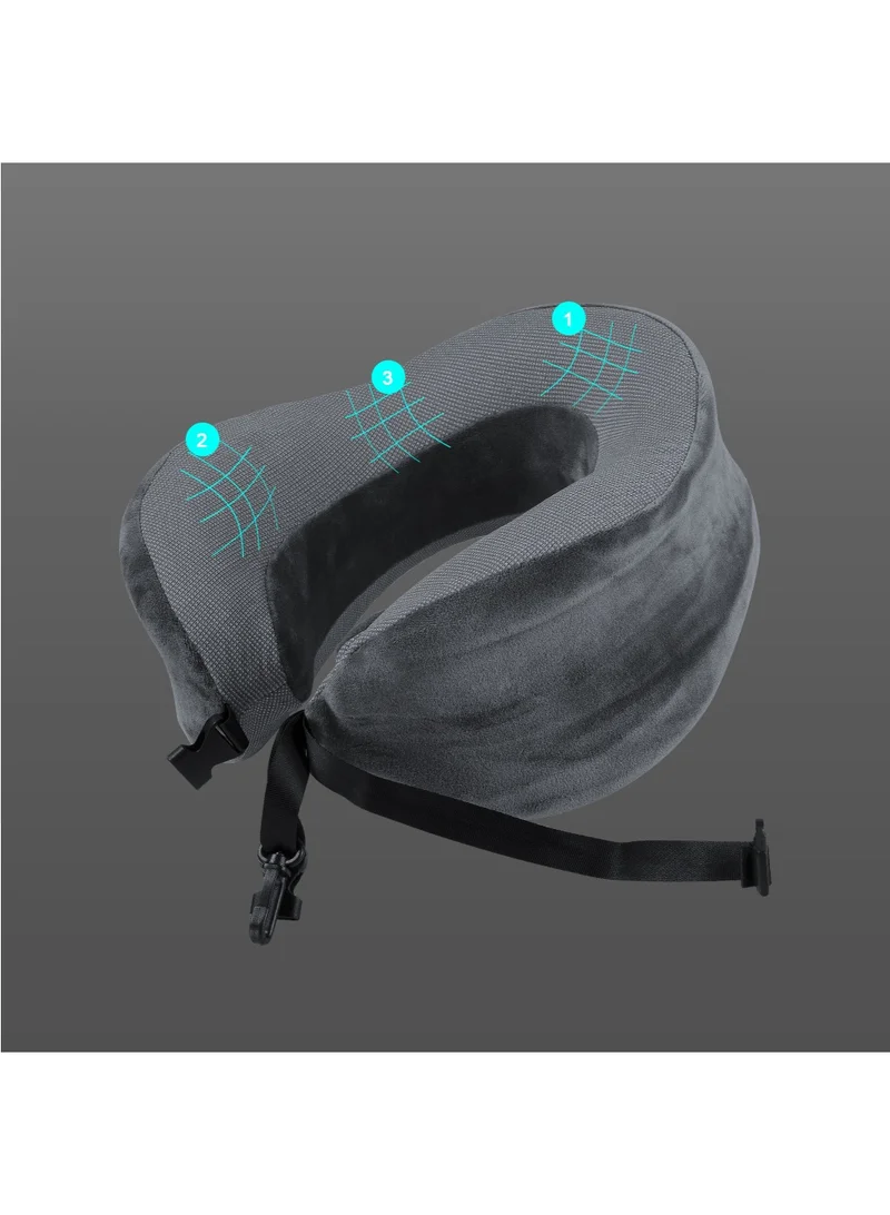 MNUK MNP-4 Luxury Neck Pillow for Travel, Greyl |Soft Memory Foam Pillow for Airplane, Car, Office & Home |Lightweight & Compact Travel Neck Pillow