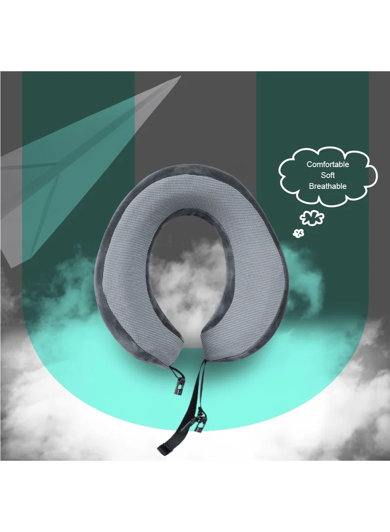 MNUK MNP-4 Luxury Neck Pillow for Travel, Greyl |Soft Memory Foam Pillow for Airplane, Car, Office & Home |Lightweight & Compact Travel Neck Pillow