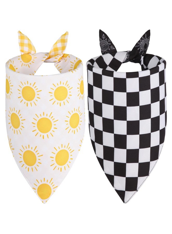 Agroon Summer Dog Bandanas Yellow Black XLarge 2PCS, Spring Scarf, Durable Triangle Reversible Bibs Handkerchief for Puppy Pet - Image 1