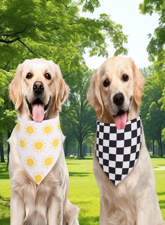 Agroon Summer Dog Bandanas Yellow Black XLarge 2PCS, Spring Scarf, Durable Triangle Reversible Bibs Handkerchief for Puppy Pet - Image 5