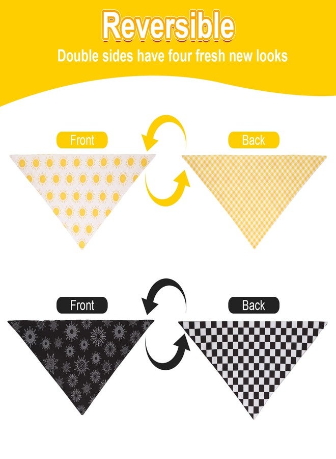 Agroon Summer Dog Bandanas Yellow Black XLarge 2PCS, Spring Scarf, Durable Triangle Reversible Bibs Handkerchief for Puppy Pet - Image 4