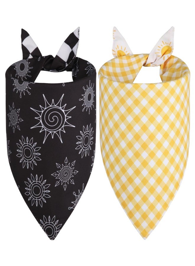 Agroon Summer Dog Bandanas Yellow Black XLarge 2PCS, Spring Scarf, Durable Triangle Reversible Bibs Handkerchief for Puppy Pet - Image 2