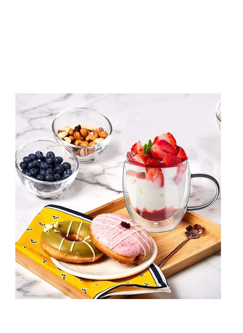 MARKQ - Glass Coffee Cups with Handles 250ml Double Wall Coffee Mugs for Latte Cappuccino Espresso Milk Hot Drinks Tea Juice Water Glasses [2 Cups] - Image 1