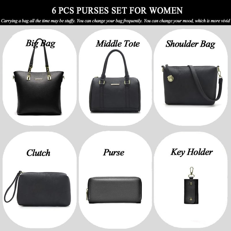 2E-youth Designer Purses and Handbags for Women Satchel Shoulder Bag Tote Top Handle Bag (4a-black) - Image 3