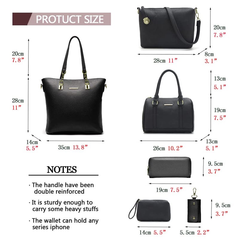 2E-youth Designer Purses and Handbags for Women Satchel Shoulder Bag Tote Top Handle Bag (4a-black) - Image 4