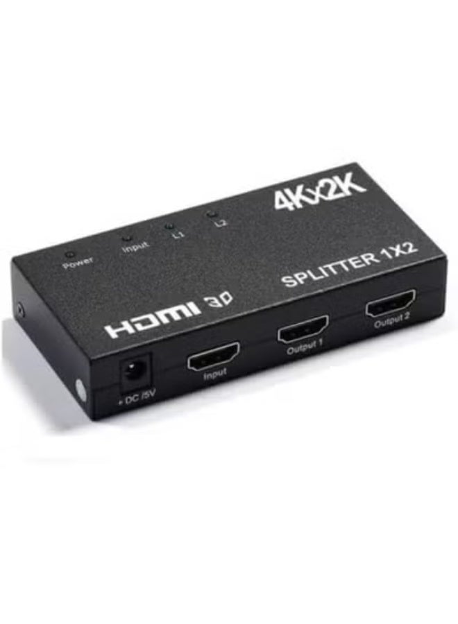 موزع HDMI مدخل 1 ومخرج 2 – يدعم 4K وFull HD 1080P – موزع عرض مزدوج مع محول طاقة - Image 1