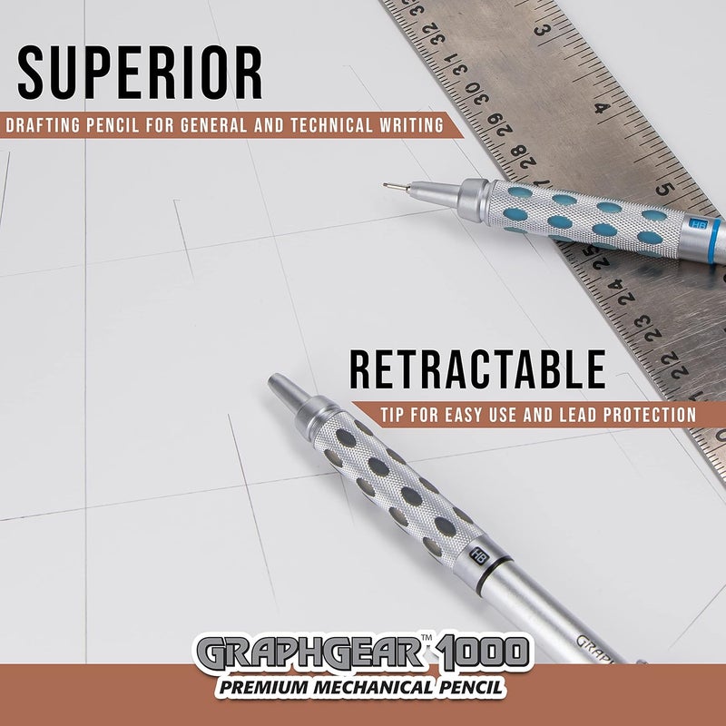 بنتل مجموعة هدايا من Pentel GraphGear 1000، تحتوي على خامات قلم قابلة لإعادة الملء وممحات، ألوان القلم: أسود، 0.3 مم، 0.5 مم، 0.7 مم، 0.9 مم (PG1000BXSET) - Image 3