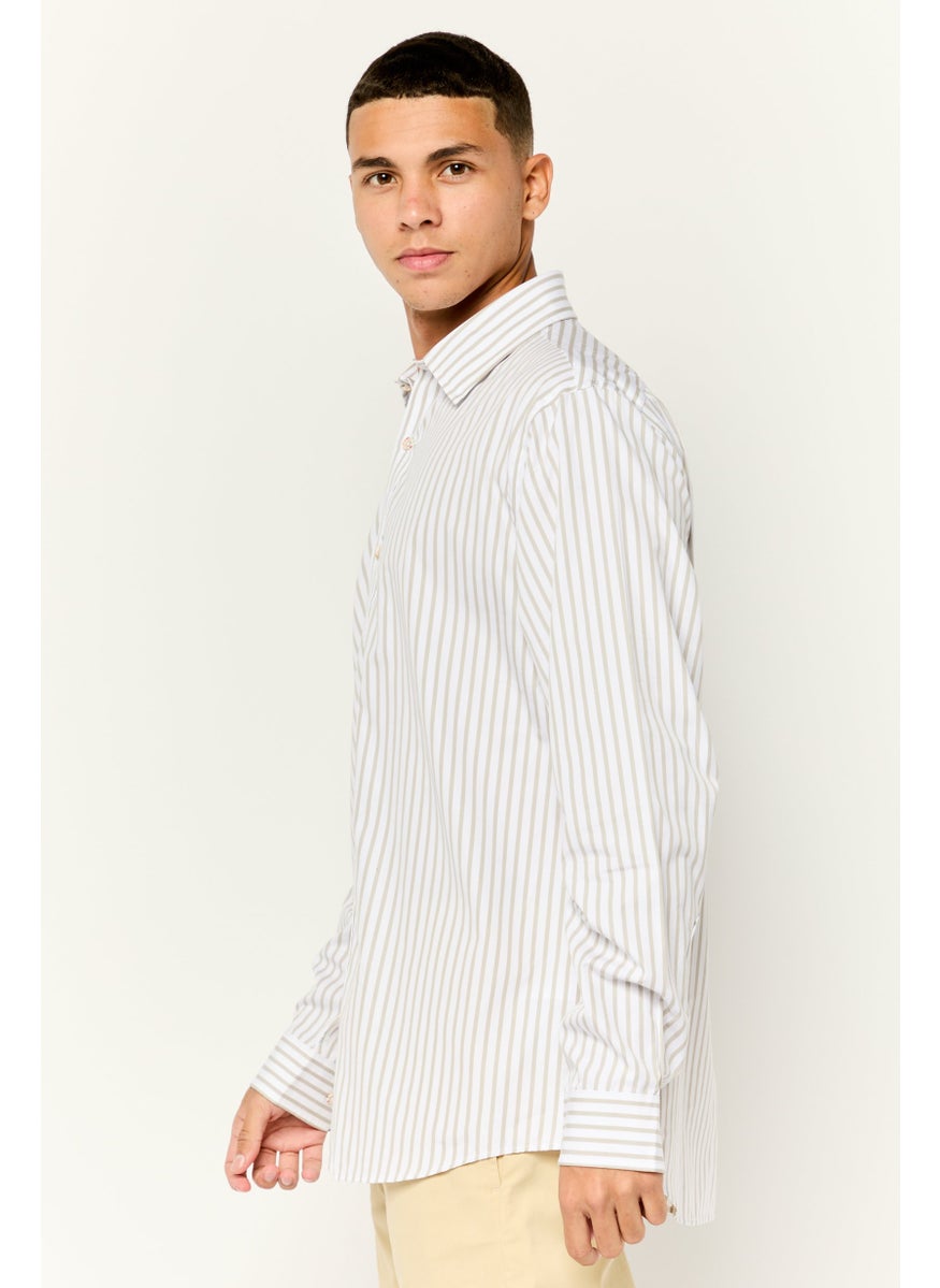 ESPRIT Men Regular Fit Stripe Casual Shirts, White  - Image 2