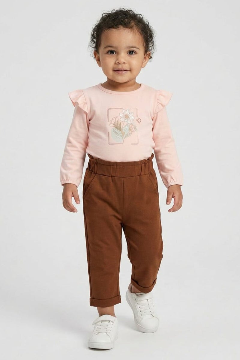 POPEES Toddlers Girl 2 Pieces Graphic Print Top And Pant Set, Multicolor - Image 1