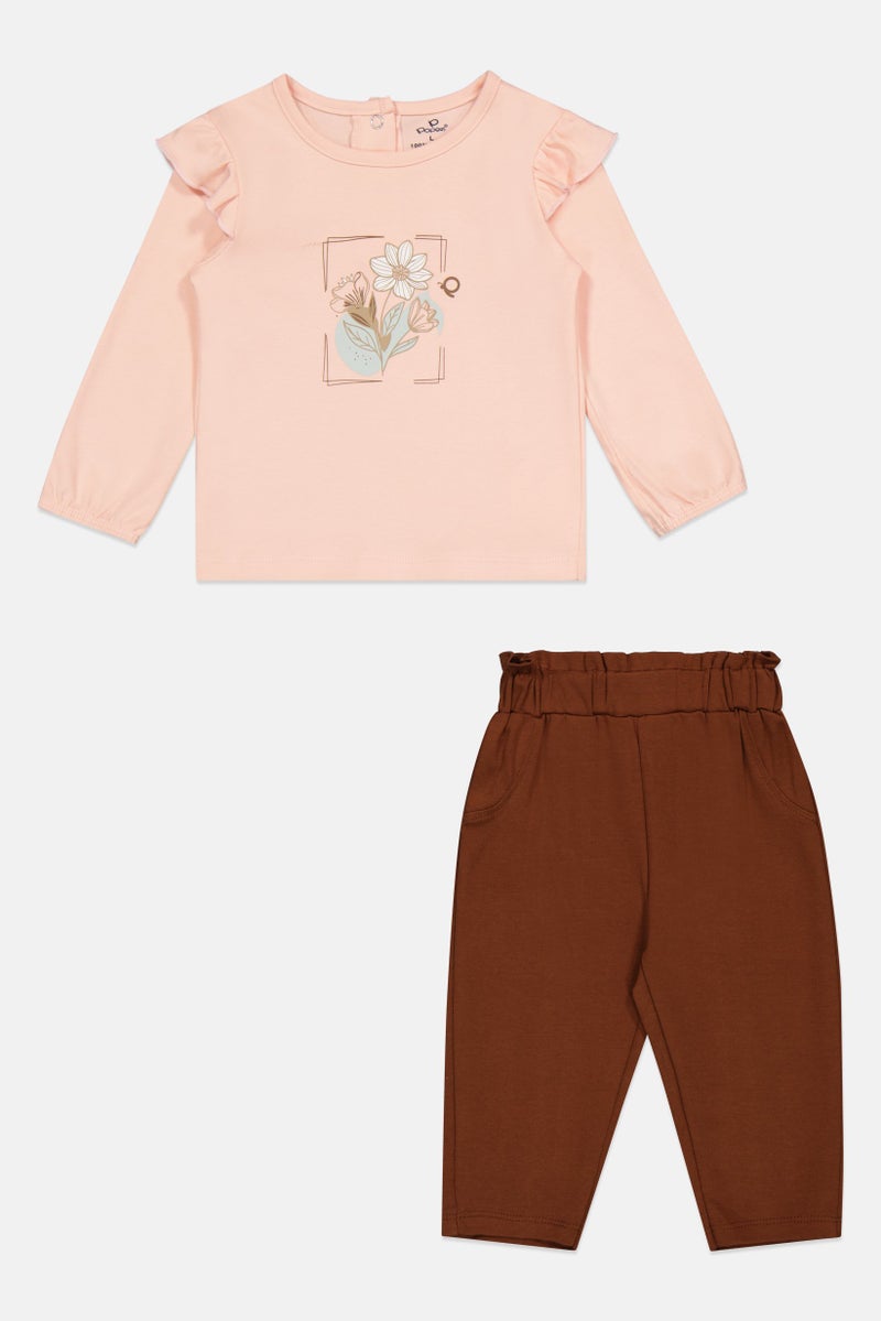 POPEES Toddlers Girl 2 Pieces Graphic Print Top And Pant Set, Multicolor - Image 2