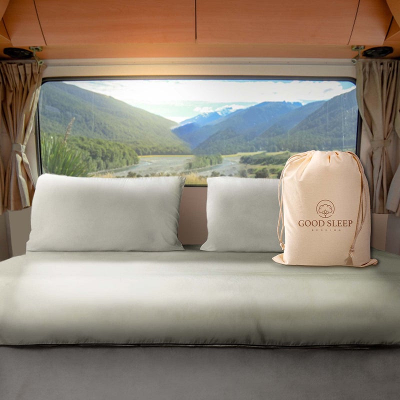 Good Sleep Bedding 600 TC Luxurious Ivory RV Short King Sheets 72 x 75 100 Egyptian Cotton RV Sheets 4 Piece RV Bed Sheets Set Ultra Soft Camping Sheets for RV Mattress 16 Deep Pocket Sheets for RV Bed 