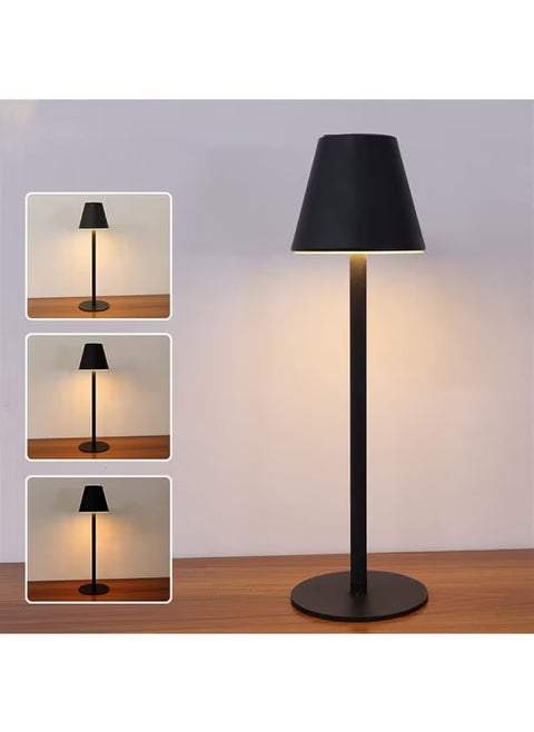 مصباح اضاءه طاوله LED لاسلكي لطاولة المكتب USB وبطارية وقابل لاعادة الشحن أسود