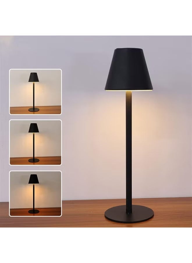 مصباح اضاءه طاوله LED لاسلكي لطاولة المكتب USB وبطارية وقابل لاعادة الشحن أسود