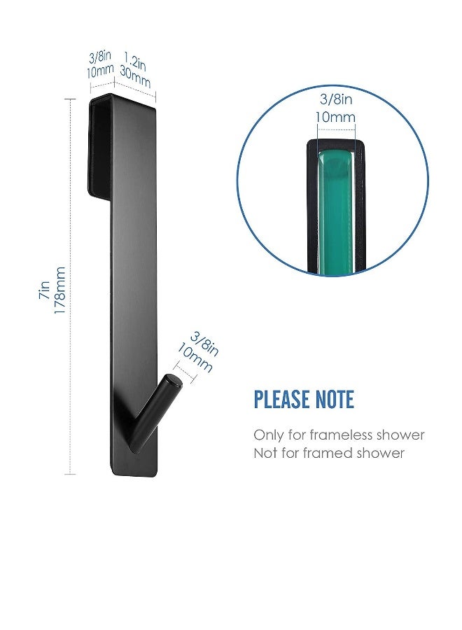 Extended Shower Door Hooks 7 Inch, Robe Hook Over Door Hooks for Bathroom Frameless Glass Shower Door, Towel Hook（2Pack,Black） - Image 4