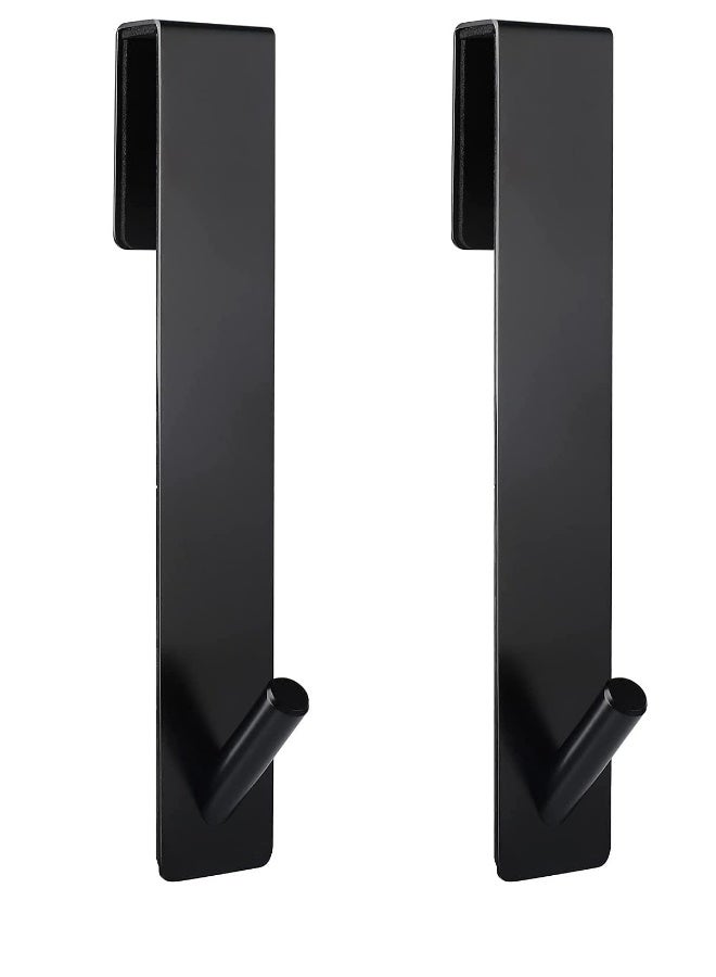 Extended Shower Door Hooks 7 Inch, Robe Hook Over Door Hooks for Bathroom Frameless Glass Shower Door, Towel Hook（2Pack,Black） - Image 1