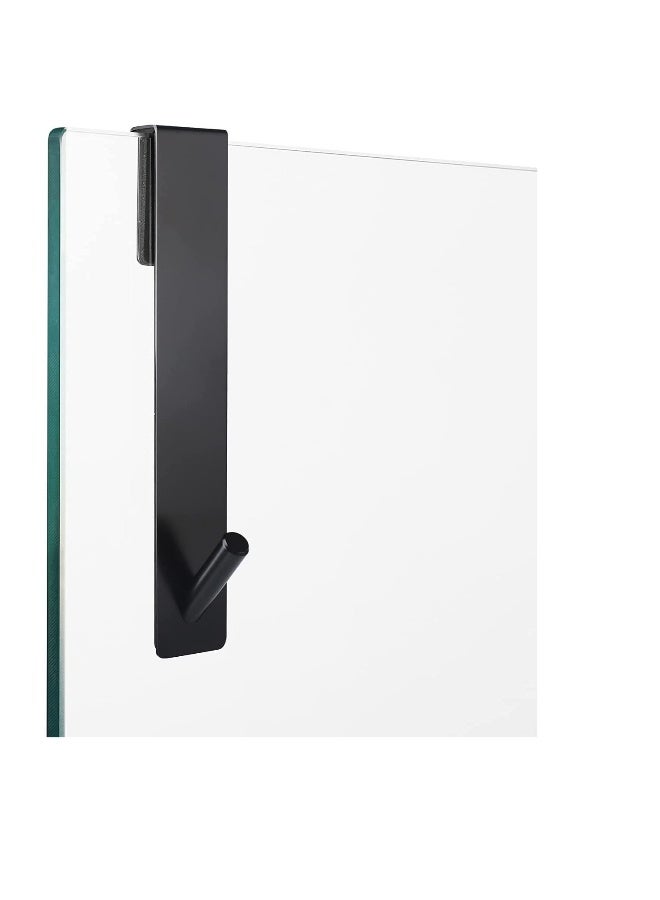 Extended Shower Door Hooks 7 Inch, Robe Hook Over Door Hooks for Bathroom Frameless Glass Shower Door, Towel Hook（2Pack,Black） - Image 2