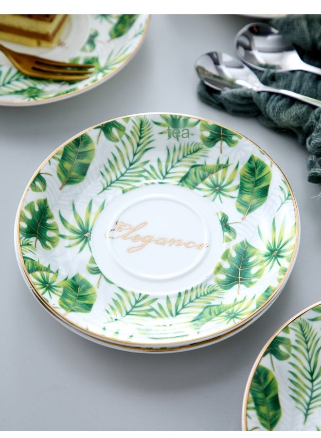 آنا طقم أكواب وأطباق خزفية مبتكرة وبسيطة من الباكسليد الأنيق بحدود ذهبية - 2 كوب و2 طبق - Image 2