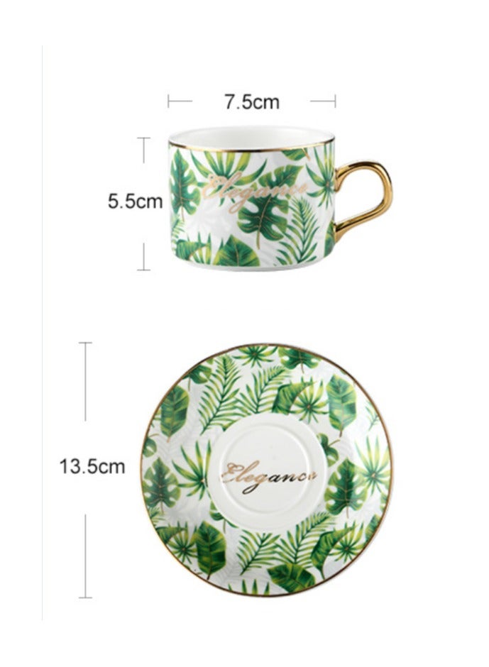 آنا طقم أكواب وأطباق خزفية مبتكرة وبسيطة من الباكسليد الأنيق بحدود ذهبية - 2 كوب و2 طبق - Image 3