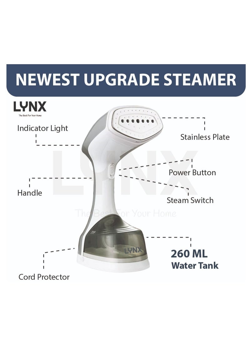 lynx Clothes Steamer, 1400-Watt Steamer for Clothes, Fast Heat-Up Steam Iron with 220ML Large Detachable Water Tank, Lightweight Travel Steamer, Travel Iron for Fabrics and Clothes Gray LY-IR-3035-GR  - Image 3