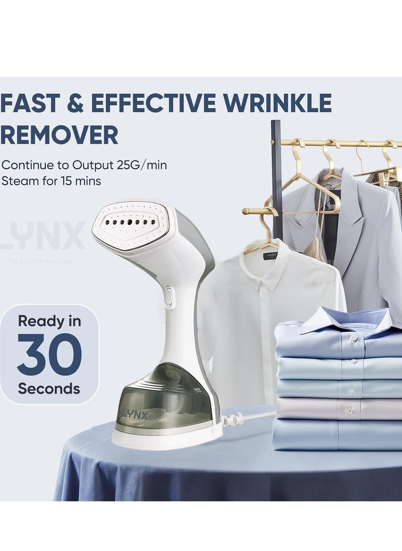 lynx Clothes Steamer, 1400-Watt Steamer for Clothes, Fast Heat-Up Steam Iron with 220ML Large Detachable Water Tank, Lightweight Travel Steamer, Travel Iron for Fabrics and Clothes Gray LY-IR-3035-GR  - Image 1