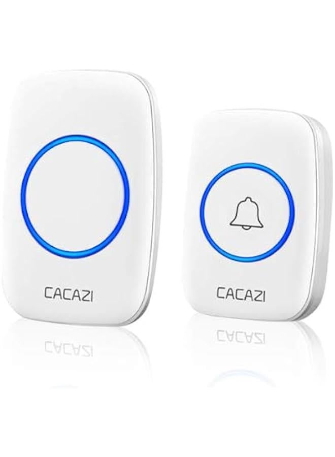 Wireless Doorbell kit, Plug-in Receiver, Waterproof Push on with 1000 feet Operating Range, 5 Volume Levels, 60 Chimes, LED flash  CD Sound For Home/Office/Classroom Use (1x1 White) - Image 1