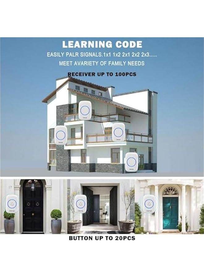 Wireless Doorbell kit, Plug-in Receiver, Waterproof Push on with 1000 feet Operating Range, 5 Volume Levels, 60 Chimes, LED flash  CD Sound For Home/Office/Classroom Use (1x1 White) - Image 5