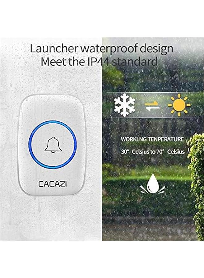 Wireless Doorbell kit, Plug-in Receiver, Waterproof Push on with 1000 feet Operating Range, 5 Volume Levels, 60 Chimes, LED flash  CD Sound For Home/Office/Classroom Use (1x1 White) - Image 2