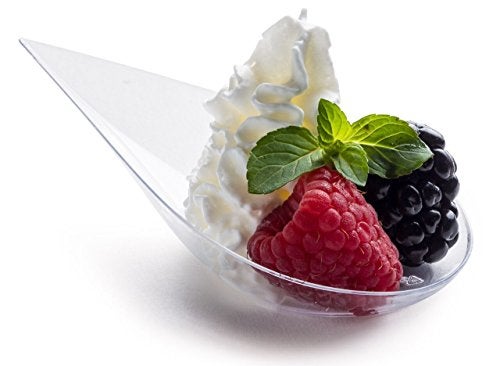 Zappy - 100 Clear 4 Inch Plastic Tear Drop Appetizer Spoons - Clear Plastic Tasting Spoons for Soup, Asian, Dessert Dish Bowls & Teardrop Plates - Image 2