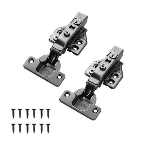 VOLO Cabinet Hinges, Set of 1 (2 Pieces) for Furniture, Wardrobes, Doors, and Storage Units | (3D (Black) Soft Close (Mild Steel), 0 Crank | Full Overlay) - Image 1