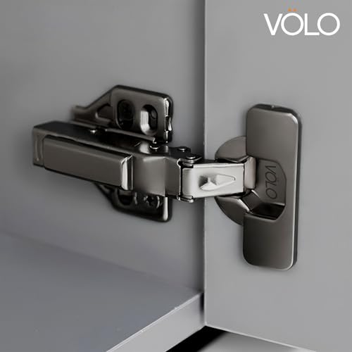 VOLO Cabinet Hinges, Set of 1 (2 Pieces) for Furniture, Wardrobes, Doors, and Storage Units | (3D (Black) Soft Close (Mild Steel), 0 Crank | Full Overlay) - Image 4