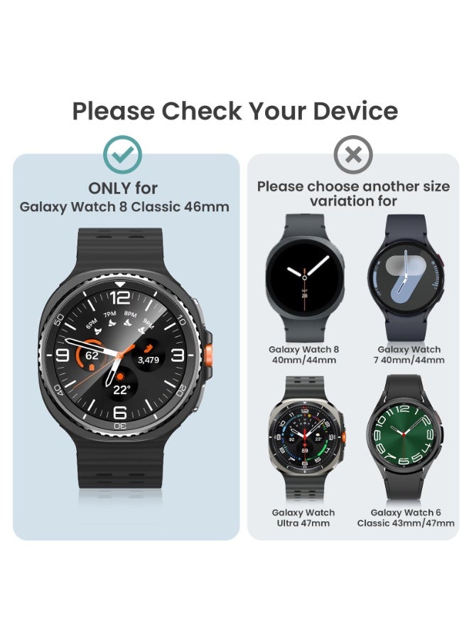 Tempered Glass Case Compatible for Samsung Galaxy Watch 8 Classic 2025 46mm Accessories, Protective Face Cover for 46 mm, Hard Bumper Built-in Tempered Glass Film for Women Men,  Clear