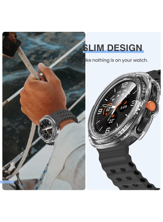 Tempered Glass Case Compatible for Samsung Galaxy Watch 8 Classic 2025 46mm Accessories, Protective Face Cover for 46 mm, Hard Bumper Built-in Tempered Glass Film for Women Men,  Clear