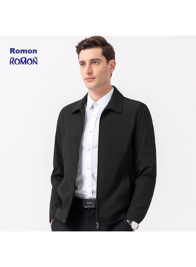 ROMON جاكيت رجال أعمال خريفي، مع ياقة قابلة للطي، معطف تنفيذي، طراز كادر، ملابس الأب، أسود I8، 3XL - Image 4