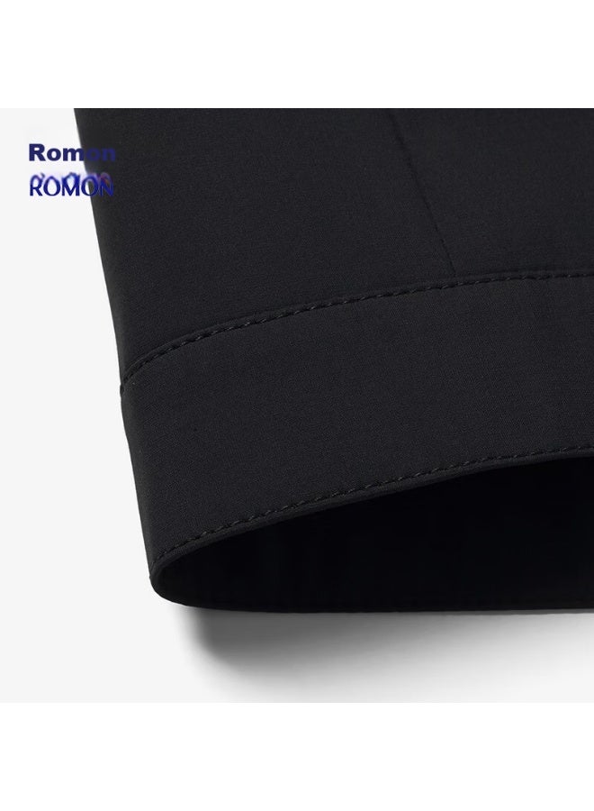 ROMON جاكيت رجال أعمال خريفي، مع ياقة قابلة للطي، معطف تنفيذي، طراز كادر، ملابس الأب، أسود I8، 3XL - Image 5