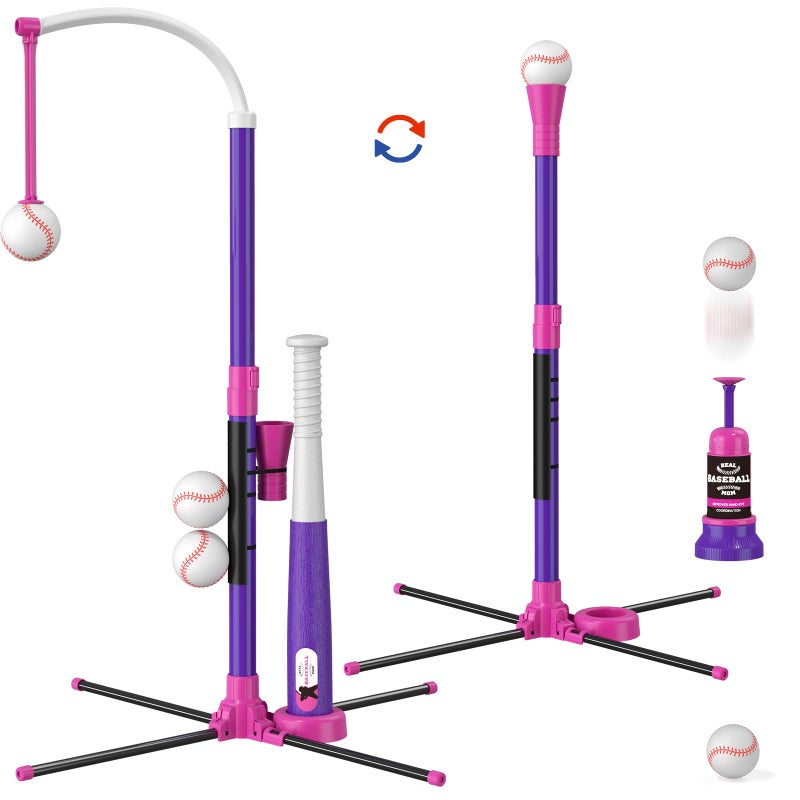 HYES Baseball Set - 3 Ways to Play, Adjustable Height, Easy to Assemble, Safe & Sturdy, Ideal Sport Gift for Kids - Image 1