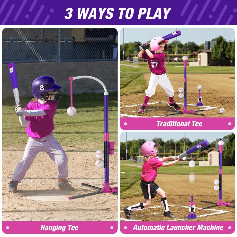 HYES Baseball Set - 3 Ways to Play, Adjustable Height, Easy to Assemble, Safe & Sturdy, Ideal Sport Gift for Kids - Image 2