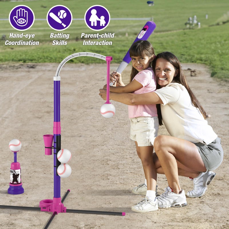 HYES Baseball Set - 3 Ways to Play, Adjustable Height, Easy to Assemble, Safe & Sturdy, Ideal Sport Gift for Kids - Image 5