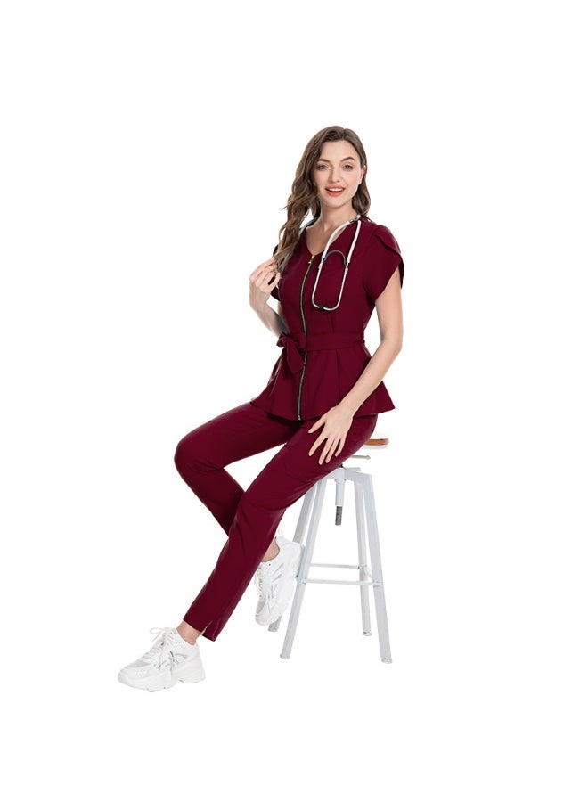 NIBEMINENT Slim Fit Beauty Salon Workwear Medical Scrubs Uniform Women Scrub Set Nursing Accessories Hospital Dental Clinic Surgery Uniform - Image 1
