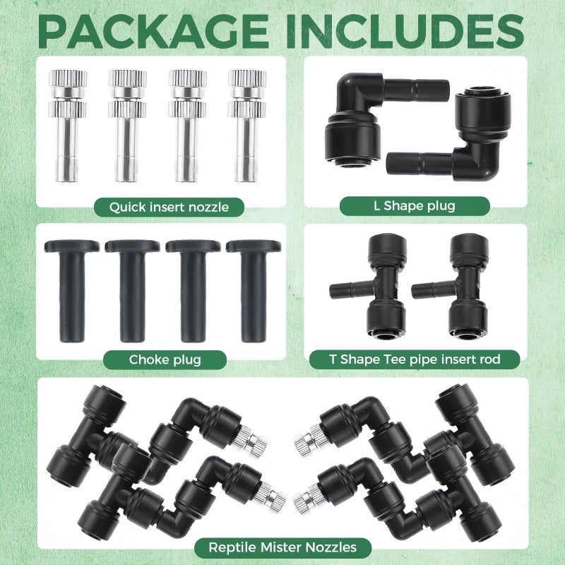 Lemfema 4 Pack 1/4'' Reptile Mister Nozzles, Reptile Fine Mist Foggers for Full Water Coverage, Replacement Micro Spray Nozzles for Terrarium Tanks - Image 4