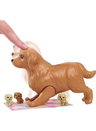 Doll Newborn Pups Playset with Blonde Doll, Mommy Dog and 3 Puppies, Kids Toys - view 3