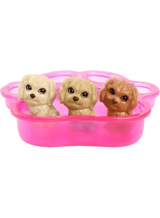 Doll Newborn Pups Playset with Blonde Doll, Mommy Dog and 3 Puppies, Kids Toys - view 5