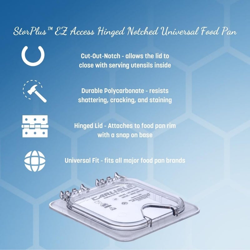 Carlisle غطاء بان الطعام العالمي القابل للطي بحجم 19 من كارلايل لخدمات الطعام مع فتحة لتقديم البوفيهات والمطاعم - بولي كربونات شفاف - عبوة من 6 - Image 2